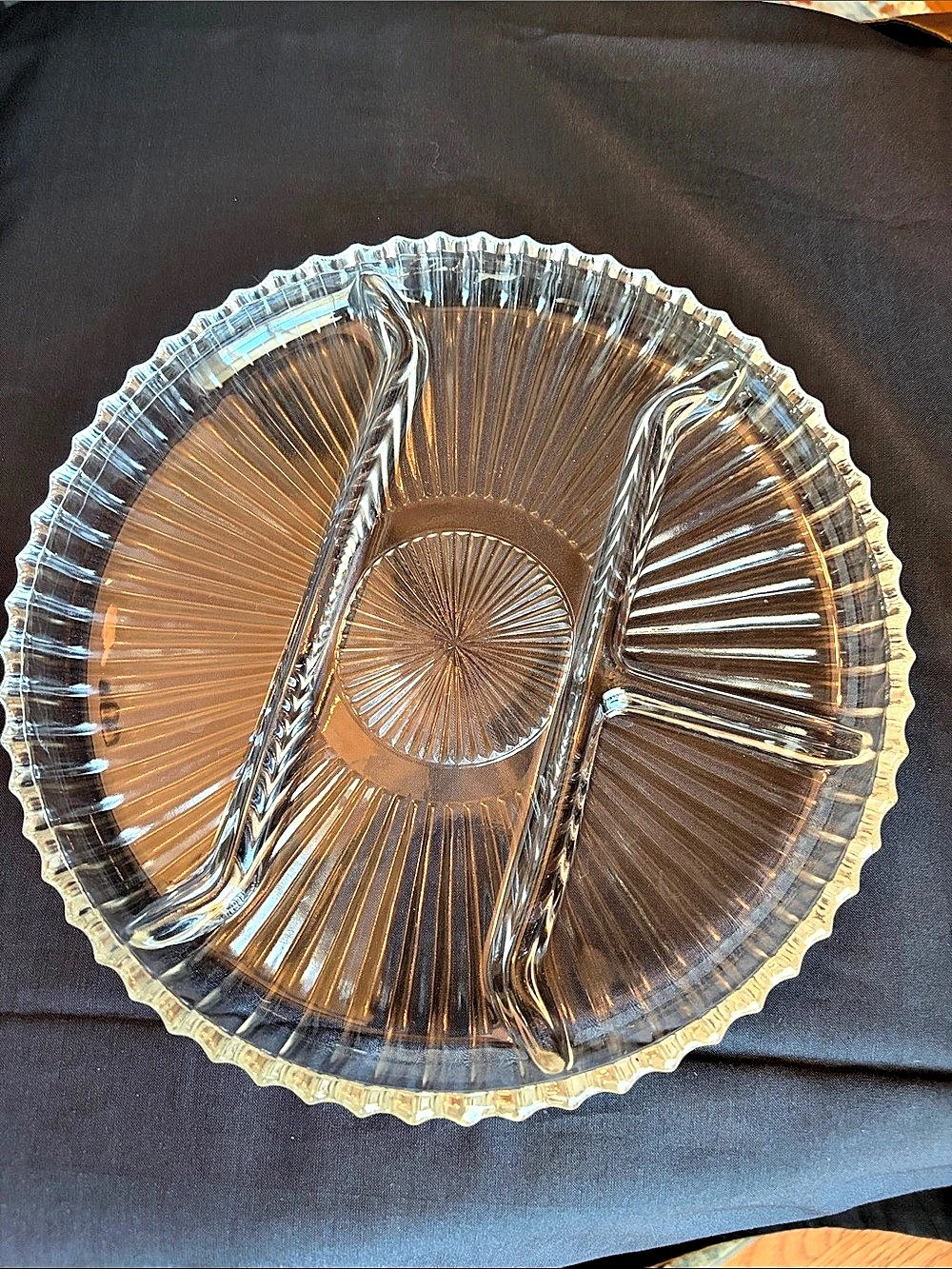 Clear Divided Glass Serving Dish Indiana Glass